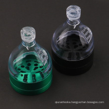 63MM diameter 4 layer hourglass molding metal plastic manual tobacco grinder
